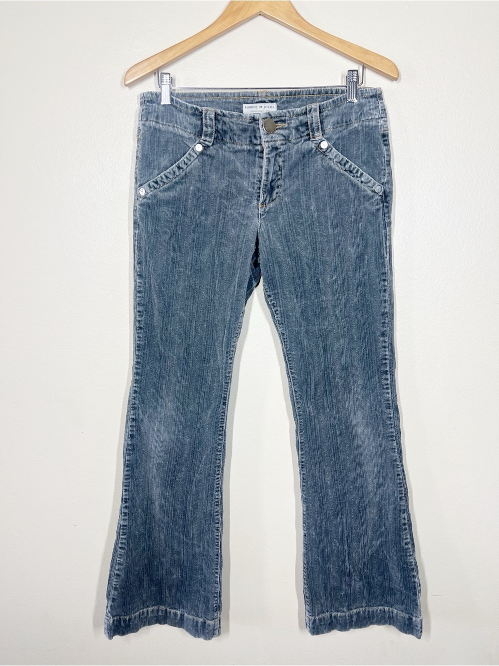 Tommy Jeans y2k vintage low rise flare corduroy pants gray size 11 juniors